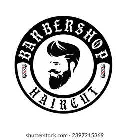 vector logo round vintage barbershop