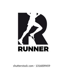 Vector logo runner inside letter R 