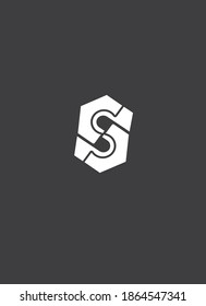 Logo del vector para letra s del alfabeto hecho con cabeza de tornillo de tuercas de tornillo hexagonal, blanco plano
