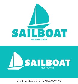 Vector logo of a sailboat. The boat with the sail logo.