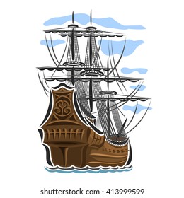 Vector logo of Sailing Ship, back view. svg