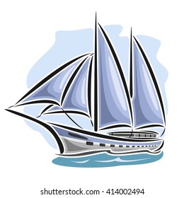 Vector logo of sailing yacht, side view.