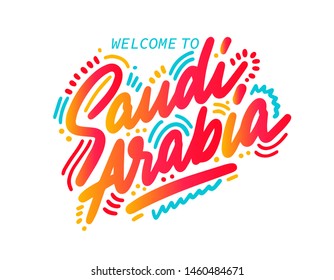Vector logo of The Saudi Arabia. Logo symbol calligraphy design art. Hand drawn element