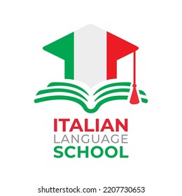 Logo vectorial de la escuela, cursos de italiano