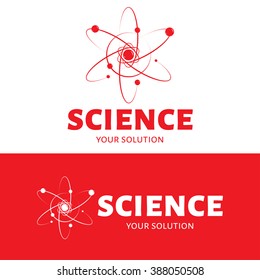 Vector logo science. Brand logo in the form of the atom and electrons
