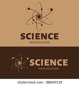 Vector logo science. Brand logo in the form of the atom and electrons
