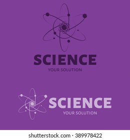 Vector logo science. Brand logo in the form of the atom and electrons
