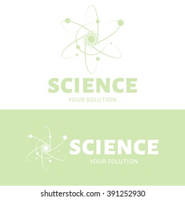Vector logo science. Brand logo in the form of the atom and electrons