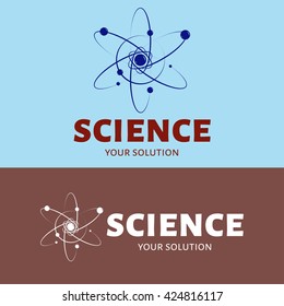 Vector logo science. Brand logo in the form of the atom and electrons