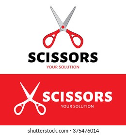 Vector logo scissors. A logo in the form of red scissors
