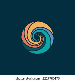 Vector logo of sea waves and sun forming a spiral, perfect for any business related logo.