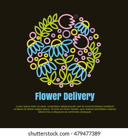 Vector logo for service flower delivery. Shop online