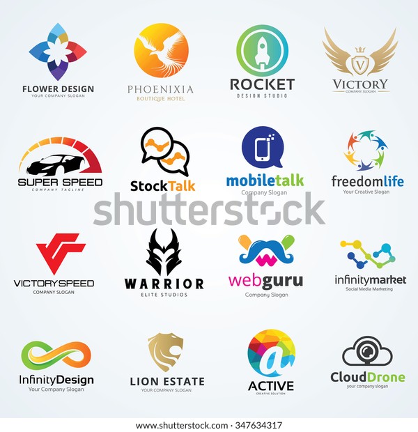 Vektorlogo Set Auto Und Dienstleistungen Versicherung Webdesign Lowe Symbol Stock Vektorgrafik Lizenzfrei