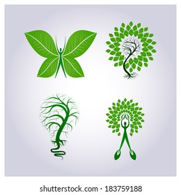 Vector logo set environmental protection on a light gray background