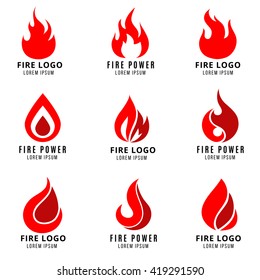 Vector Logo Set With Fire Vector Symbols.