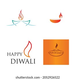 Vector logo set  illustration on the theme of the traditional celebration of happy diwali