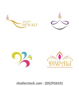 Vector Logo Set  Illustration On The Theme Of The Traditional Celebration Of Happy Diwali