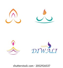 Vector logo set  illustration on the theme of the traditional celebration of happy diwali