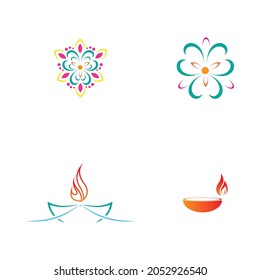 Vector logo set  illustration on the theme of the traditional celebration of happy diwali