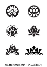 Vector logo set with lotus flowers for spa, boutique, beauty salon, cosmetician, shop, yoga class, hotel, icon. Modern design icon sign floral beauty illustration.