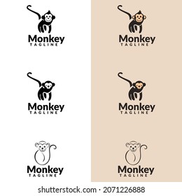 Vector logo set with Monkey. suitable for company logo, print, digital, icon, apps, and other marketing material purpose. lighthouse logo set