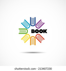 vector logo with a seven colored books arranged in a circle