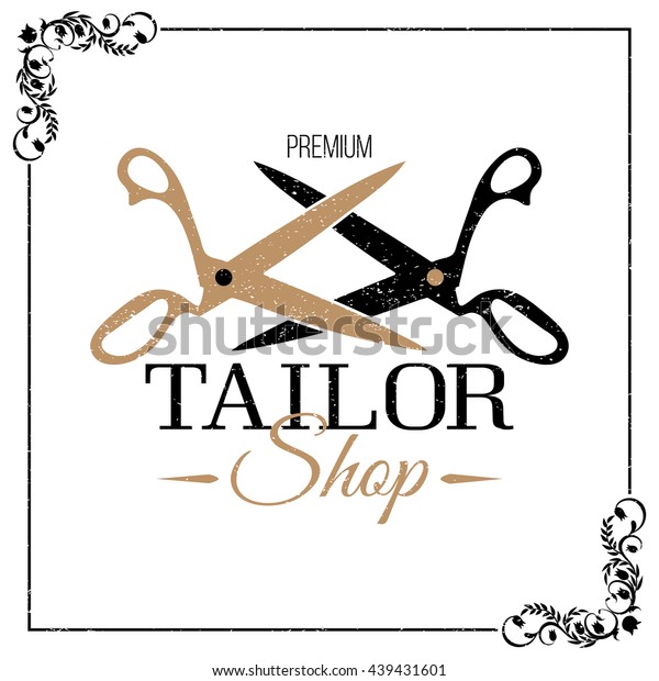 Vector Logo Sewing Shop Dressmaker Scissors Stock Vector Royalty