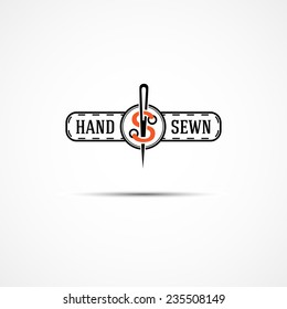vector logo for sewing shop with needle and buttons