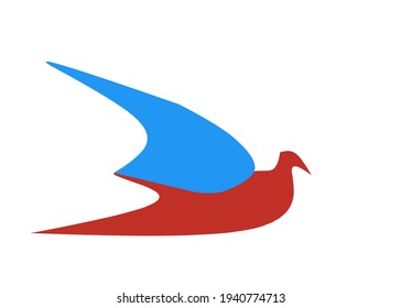 Vector Logo in the shape of a bird with a combination of 2 blue and red colors and in the form of the letter B or 3