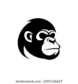 Vector logo in the shape of a black monkey on a white backdrop.
