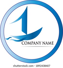Vector logo shape of boat with navy blue color