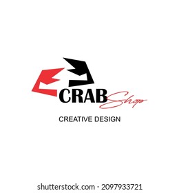 Vector logo in the shape of claws and CRAB text, perfect for sea food restaurant designs.