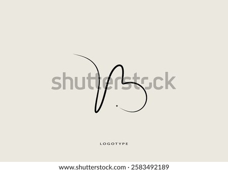 Vector logo in the shape of letter "B". Handwritten signature.  Elegant minimalist logotype. Business autograph.