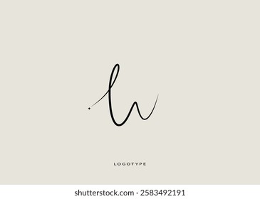 Vector logo in the shape of letter "l" or "w". Handwritten signature.  Elegant minimalist logotype. Business autograph.