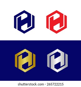 Vector logo with sheared letter H in polygon shape 