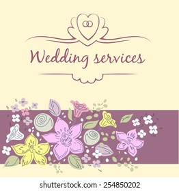 Vector logo with shell and pearl. Vintage. Wedding service. Wedding Agency, the organization of weddings 