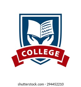 vector logo shield and book for college