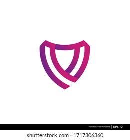vector logo with a shield shape modern, unique, and clean, technology, brand, company