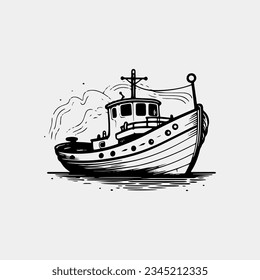 vector logo of a ship in the ocean