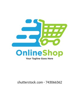 vector logo shopping trolley of goods. Vector Online Shop Logo Template