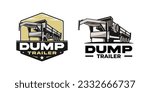 The vector logo showcases a dump trailer with two or three wheels, displaying strength and durability. Ideal for businesses in the transportation or construction industry.