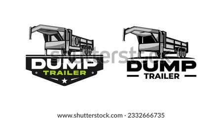 The vector logo showcases a dump trailer with two or three wheels, displaying strength and durability. Ideal for businesses in the transportation or construction industry.