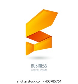 Vector logo, sign design with abstract tie in zigzag shape. Orange arrow up, success symbol. Concept for growth business, investment, consulting, job, career and recruitment. Mens clothes shop.