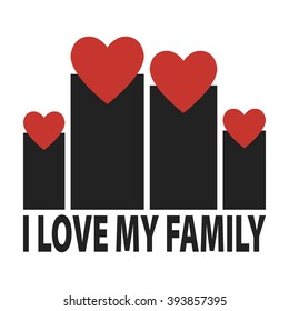 Vector logo - sign "I love my family". Eps10. 
