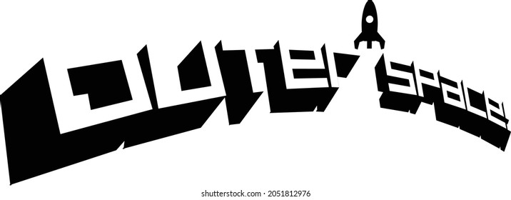 Vector logo sign symbol monogram Outer Space isolated on white background