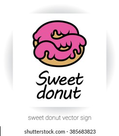 vector logo or sign template - sweet glaze donut in form of letter S