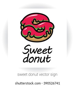 vector logo or sign template - sweet glaze donut in form of letter S