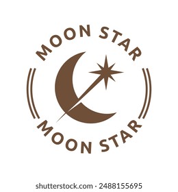 Vector logo a silhouette image of a crescent moon with stars.