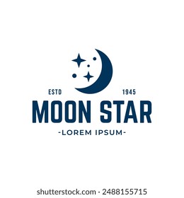 Vector logo a silhouette image of a crescent moon with stars.