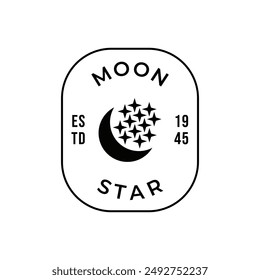 Vector logo a silhouette image of a crescent moon with stars.